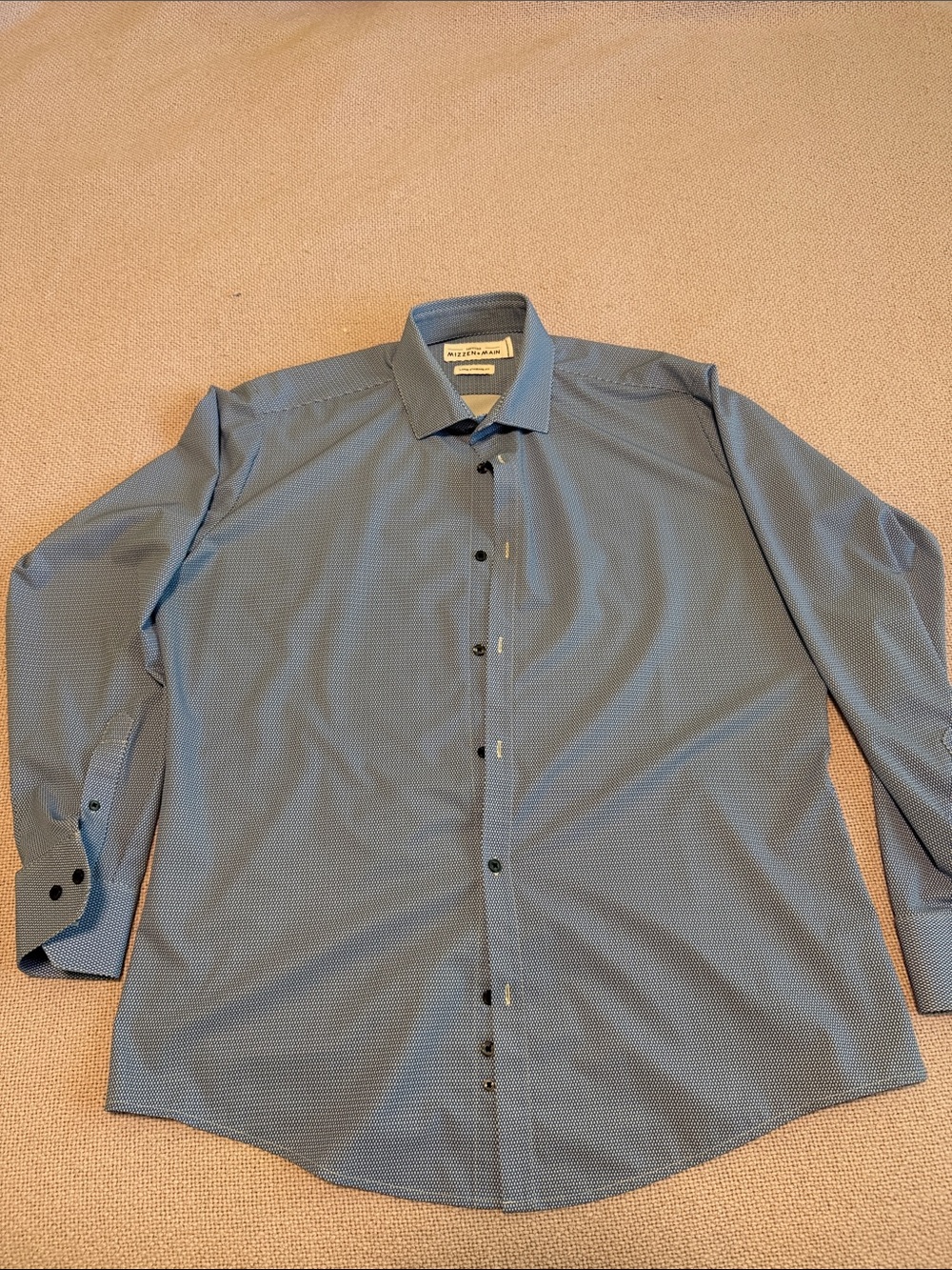 Mizzen+Main Slate Blue Mini-Geo Dress Shirt